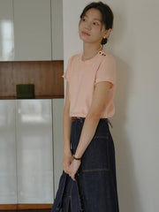 クルーネックショート スリーブニット