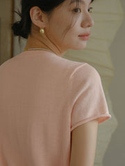 クルーネックショート スリーブニット