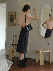 クルーネックショート スリーブニット