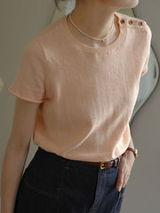 クルーネックショート スリーブニット