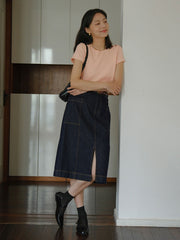 クルーネックショート スリーブニット