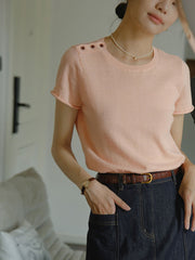 クルーネックショート スリーブニット