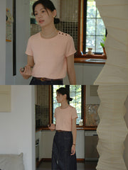 クルーネックショート スリーブニット