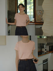 クルーネックショート スリーブニット