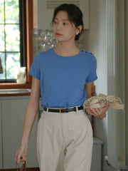 クルーネックショート スリーブニット