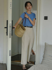 クルーネックショート スリーブニット