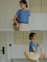 クルーネックショート スリーブニット