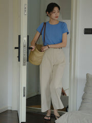 クルーネックショート スリーブニット