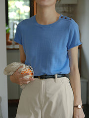 クルーネックショート スリーブニット