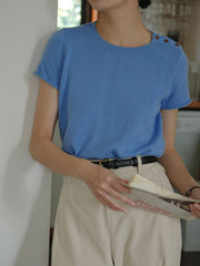 クルーネックショート スリーブニット