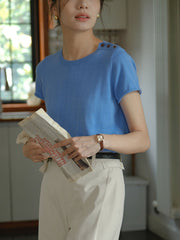 クルーネックショート スリーブニット