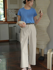 クルーネックショート スリーブニット