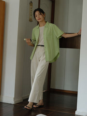 エコフレンドリーなテンセルコットン九分丈パンツ