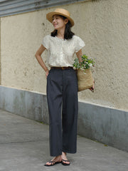 エコフレンドリーなテンセルコットン九分丈パンツ