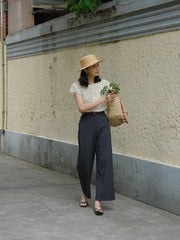 エコフレンドリーなテンセルコットン九分丈パンツ