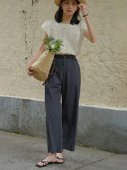 エコフレンドリーなテンセルコットン九分丈パンツ