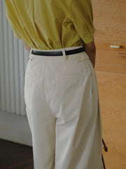 エコフレンドリーなテンセルコットン九分丈パンツ