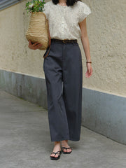 エコフレンドリーなテンセルコットン九分丈パンツ