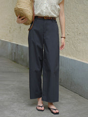 エコフレンドリーなテンセルコットン九分丈パンツ