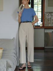 エコフレンドリーなテンセルコットン九分丈パンツ