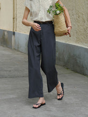 エコフレンドリーなテンセルコットン九分丈パンツ