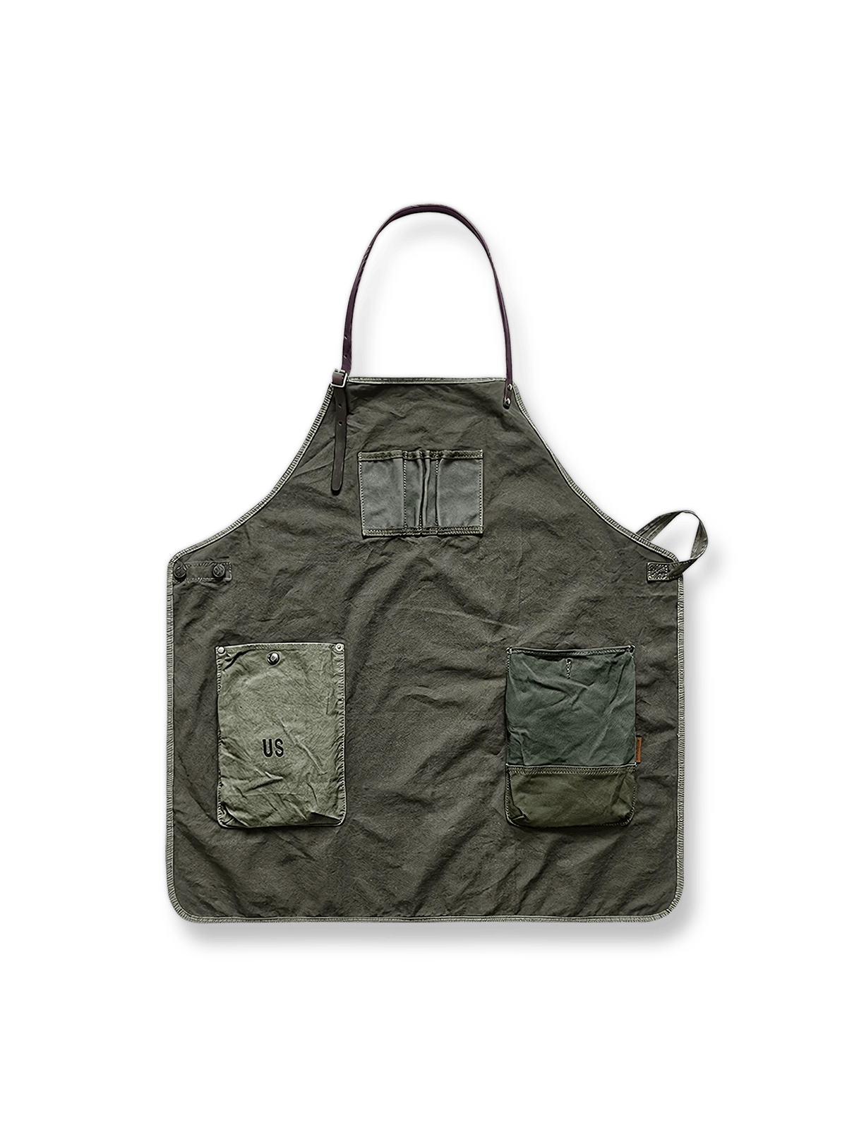 ヴィンテージ風ウォッシュ加工キャンバスエプロンの正面全体図