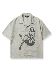 キューバカラー ビリヤードガール 半袖シャツの正面画像