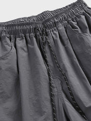 アシンメトリーパッチワーク ナイロン ショートパンツ