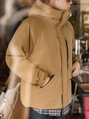 アウトドア・フード付き ダック 中綿ジャケット