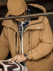 アウトドア・フード付き ダック 中綿ジャケット