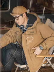 アウトドア・フード付き ダック 中綿ジャケット