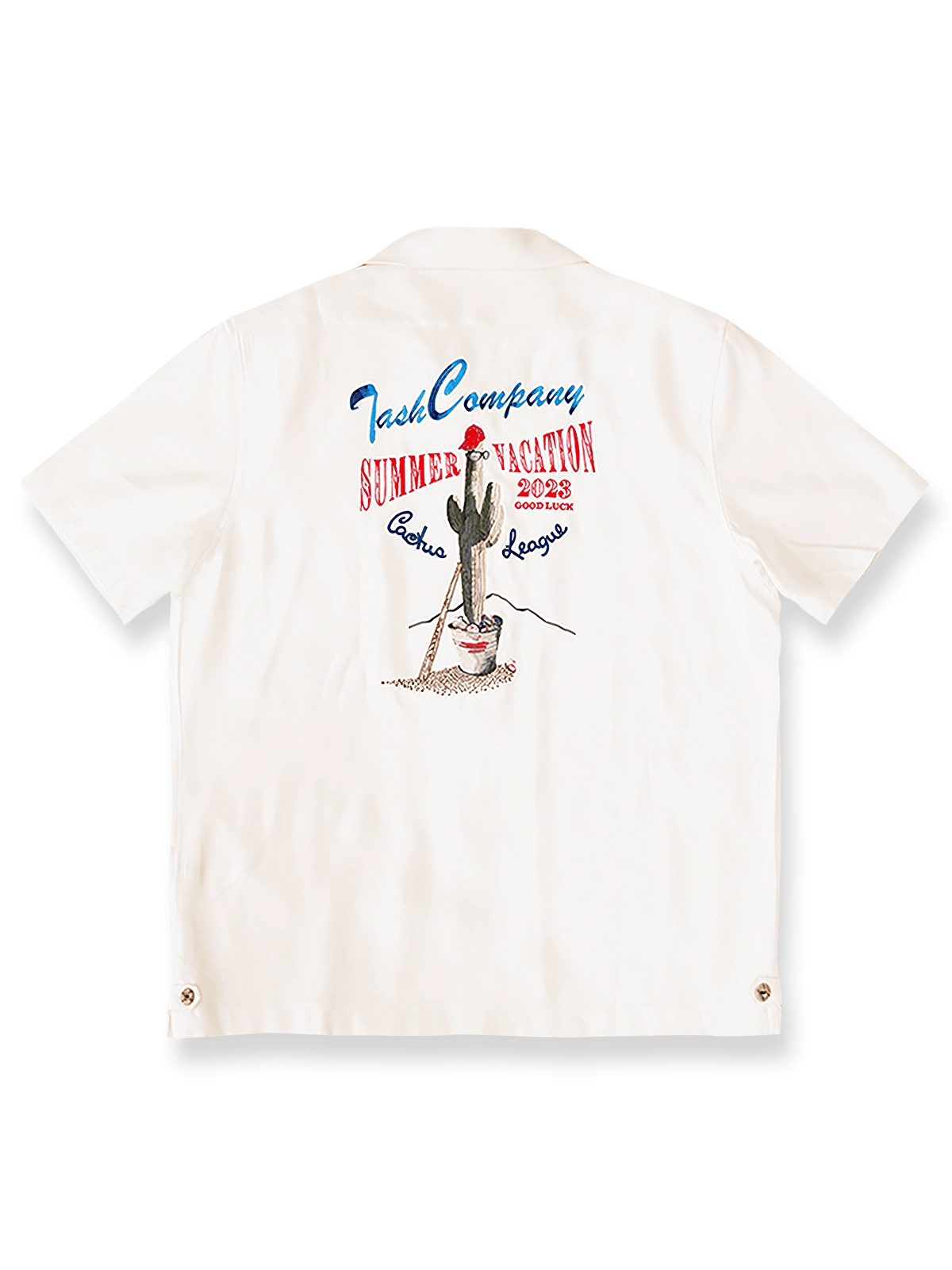 サボテン刺繍入り野球柄ハワイアンシャツ全体図