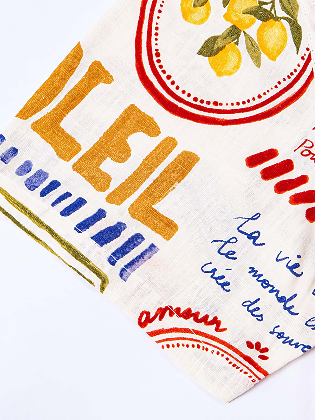 製品画像: アイランド柄&フルーツ柄コットンリネンキューバカラーシャツ
詳細画像: オイルペイント風プリント柄と生地のディテール