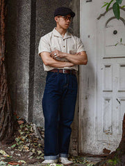 コットンリネンジャカードリネン半袖シャツ