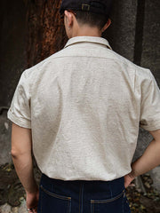 コットンリネンジャカードリネン半袖シャツ