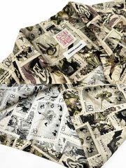 詳細画像:シャツの切手柄プリントディテール特写図