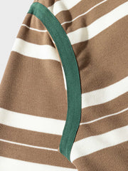 カラーブロックボーダー柄 ハーフボタン スウェット