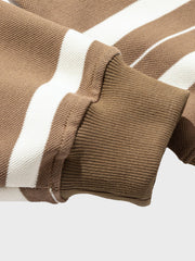 カラーブロックボーダー柄 ハーフボタン スウェット