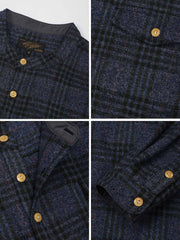 チェック柄 ウール混 プルオーバーシャツ