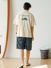 小さな車 刺繍入り 半袖シャツ