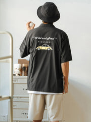 小さな車 刺繍入り 半袖シャツ