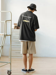 小さな車 刺繍入り 半袖シャツ