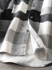 ウール混 チェック柄 ヘビーウェイト 長袖シャツ