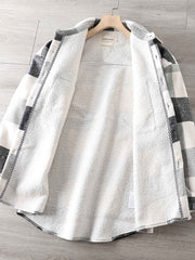 ウール混 チェック柄 ヘビーウェイト 長袖シャツ