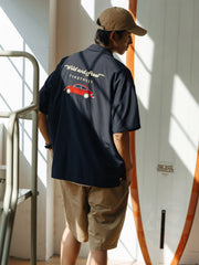 小さな車 刺繍入り 半袖シャツ