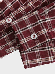 レッドチェック柄 長袖シャツ