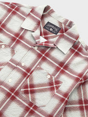 シアサッカー 赤チェック柄 半袖シャツ