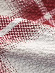 シアサッカー 赤チェック柄 半袖シャツ