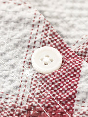 シアサッカー 赤チェック柄 半袖シャツ