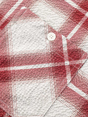 シアサッカー 赤チェック柄 半袖シャツ